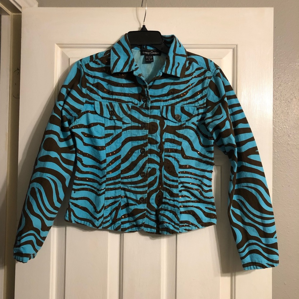 🌟Fabulous Turquoise Jacket by Gaudy Couture, Ladies Small!!🌟